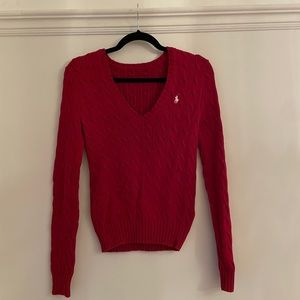 Ralph Lauren: Red Cable Knit Sweater
